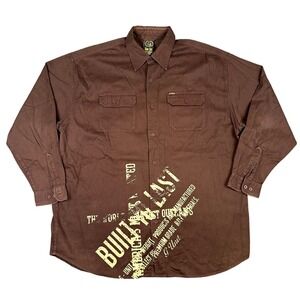 Vintage Y2K G-Unit Mens 3XL Brown Long Sleeve Button Down Shirt Streetwear